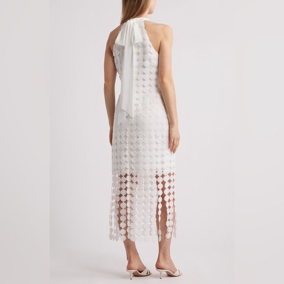 NWT Anne Klein Fringe Hem Halter Dress Bright White SZ 2 - Picture 6 of 6